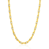 Thumbnail for 14k Two-Toned Yellow and White Gold Link Men's Necklace with Beads Necklaces Angelucci Jewelry   