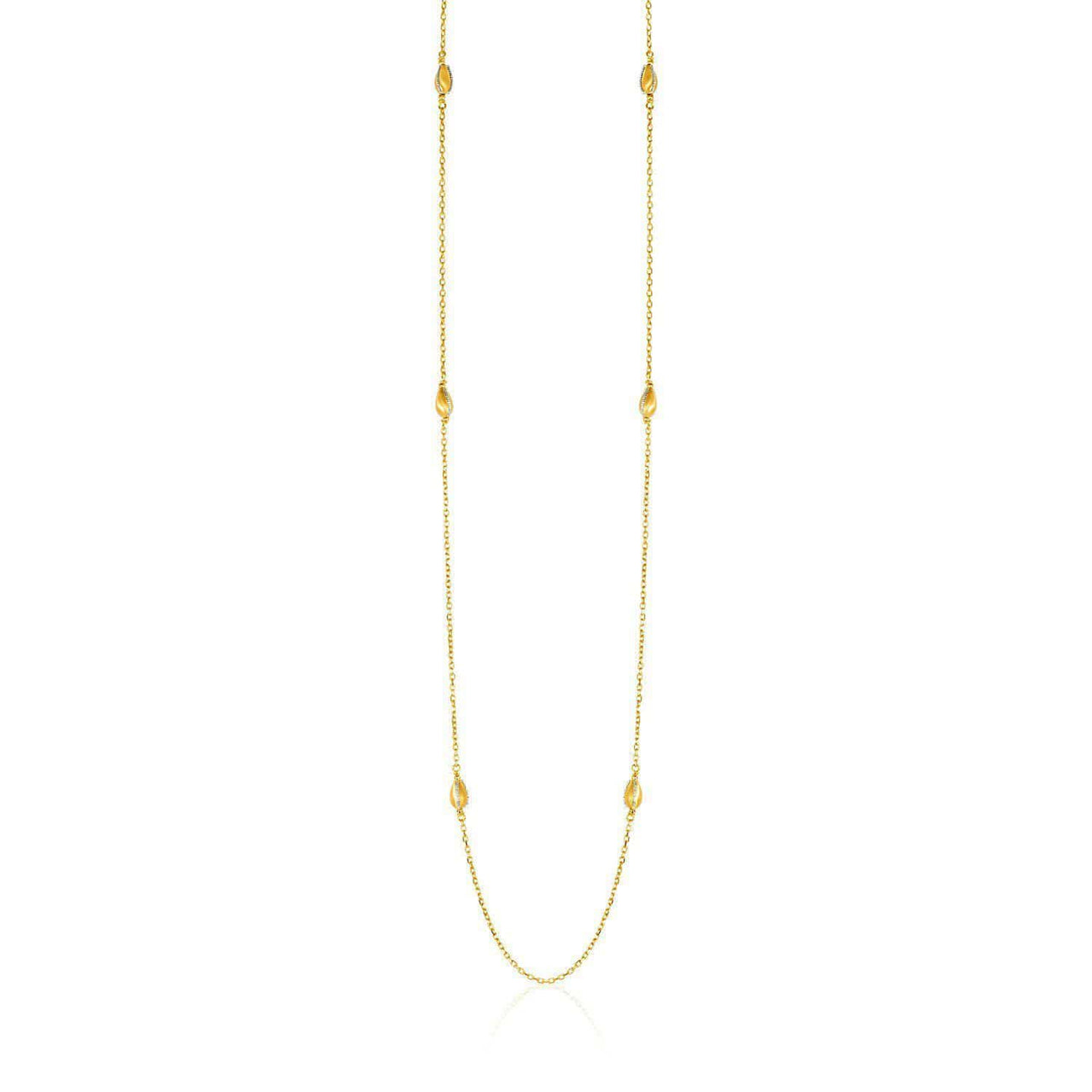 14k Two-Tone Yellow and White Gold Necklace with Teardrop Motifs Necklaces Angelucci Jewelry   