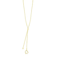 Thumbnail for 14k Yellow Gold Cut-out Heart Adjustable Lariat Style Necklace Necklaces Angelucci Jewelry   
