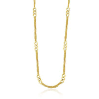 Thumbnail for 14k Yellow Gold Necklace with Cluster Curb Chains and Oversized Link Stations Necklaces Angelucci Jewelry   