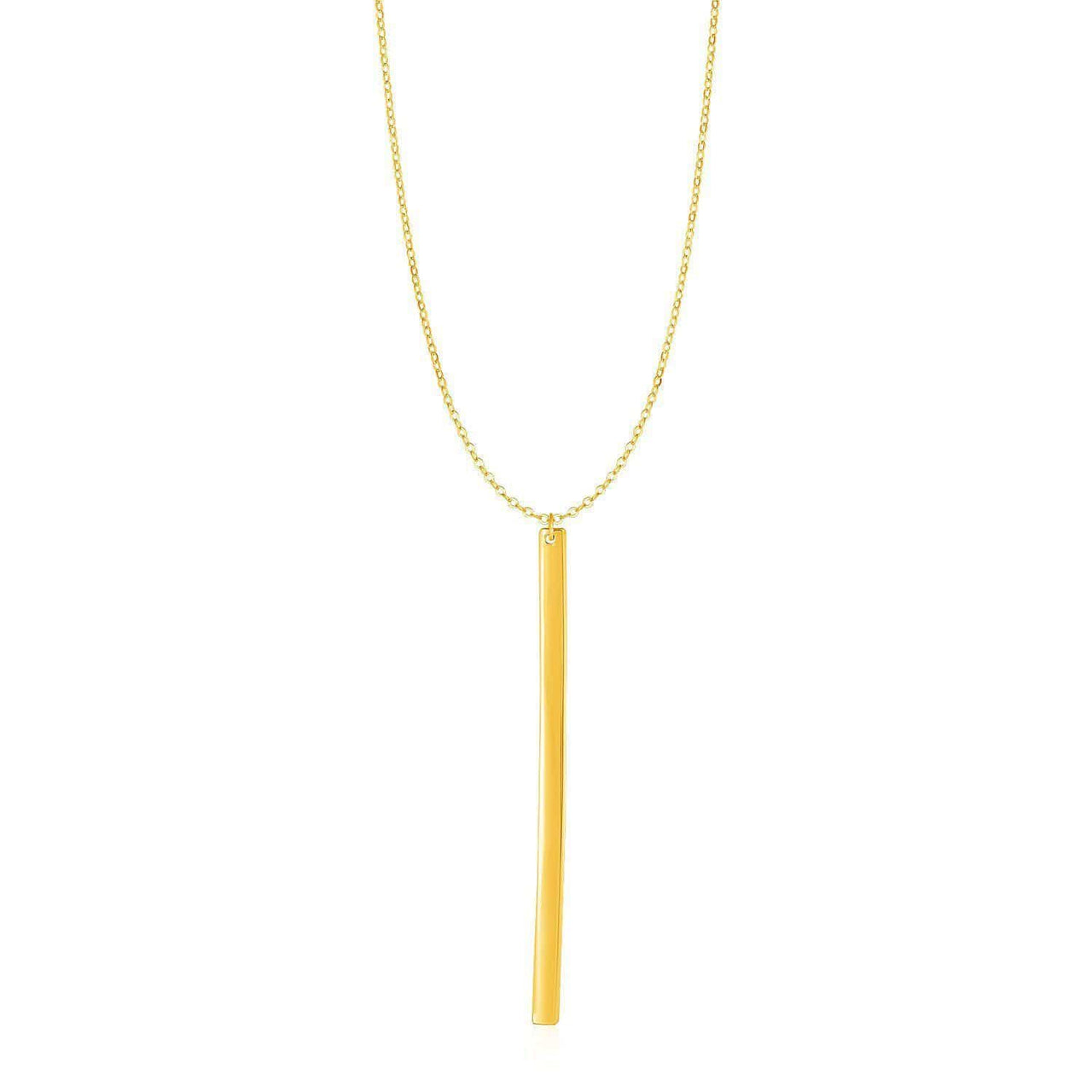 Necklace with Long Bar Pendant in 14k Yellow Gold Necklaces Angelucci Jewelry   