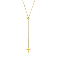 Thumbnail for 14k Yellow Gold Adjustable Cable Chain Necklace with Cross Necklaces Angelucci Jewelry   