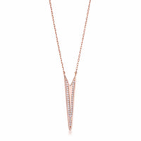 Thumbnail for .2Ct Rose Gold Plated CZ Embedded Elongated Arrow Necklace Necklaces JGI   