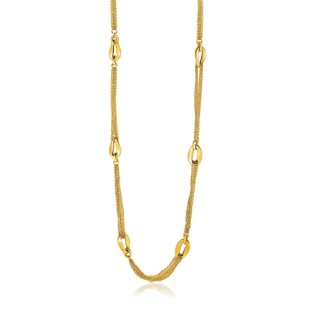 14k Yellow Gold Curved Oval Link and Multi-Strand Cable Chain Necklace Necklaces Angelucci Jewelry   