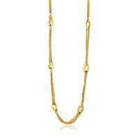 Thumbnail for 14k Yellow Gold Curved Oval Link and Multi-Strand Cable Chain Necklace Necklaces Angelucci Jewelry   