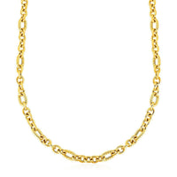 Thumbnail for Shiny and Textured Oval Link Necklace in 14k Yellow Gold Necklaces Angelucci Jewelry   