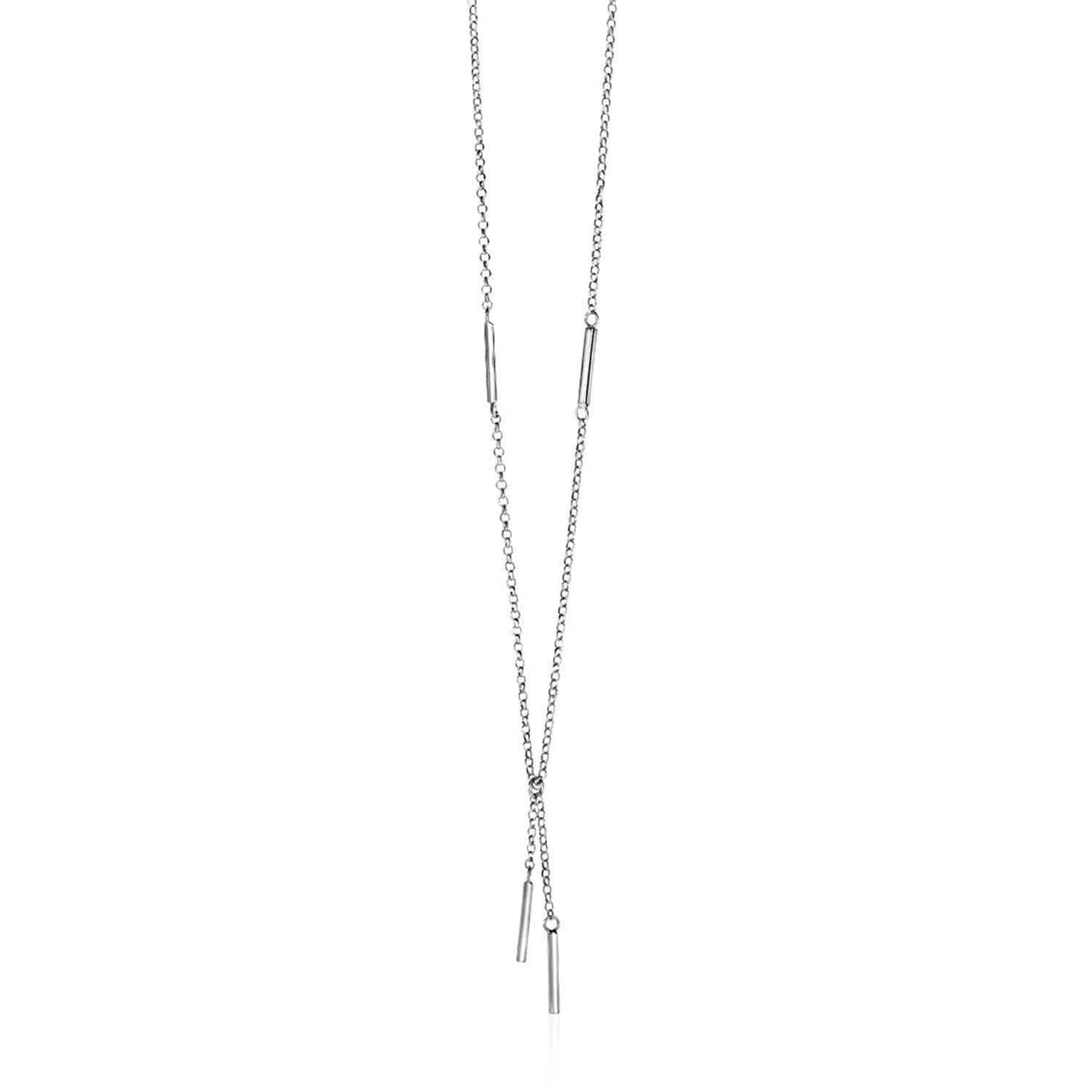 Lariat Necklace with Polished Bars in Sterling Silver Necklaces Angelucci Jewelry   
