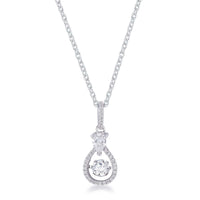 Thumbnail for 1.18Ct Dainty Rhodium Plated Micro Pave Teardrop Dancing CZ Pendant Pendants JGI   