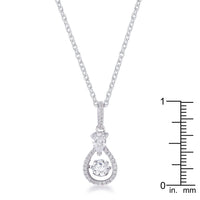 Thumbnail for 1.18Ct Dainty Rhodium Plated Micro Pave Teardrop Dancing CZ Pendant Pendants JGI   