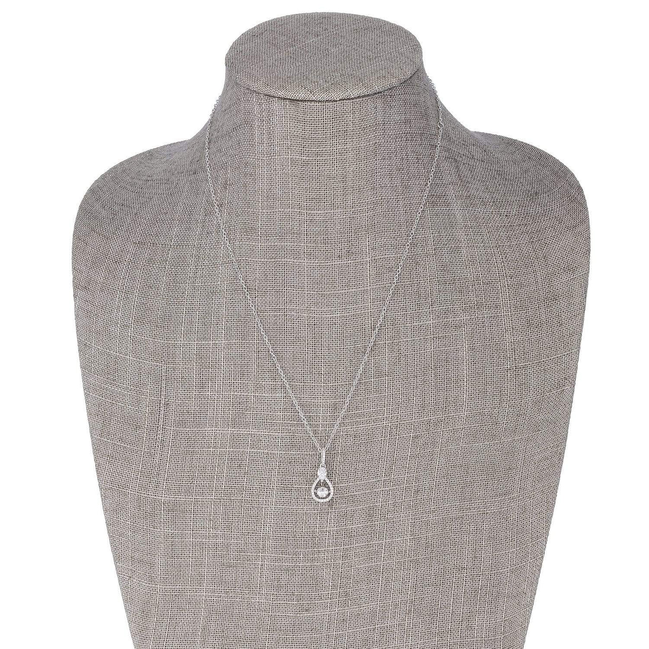 1.18Ct Dainty Rhodium Plated Micro Pave Teardrop Dancing CZ Pendant Pendants JGI   