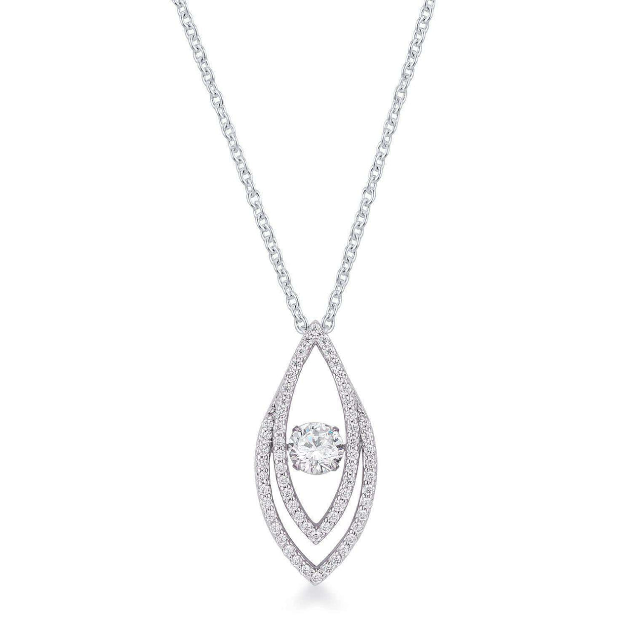 1.75Ct Rhodium Plated Contemporary Elliptical Dancing CZ Pendant Pendants JGI   