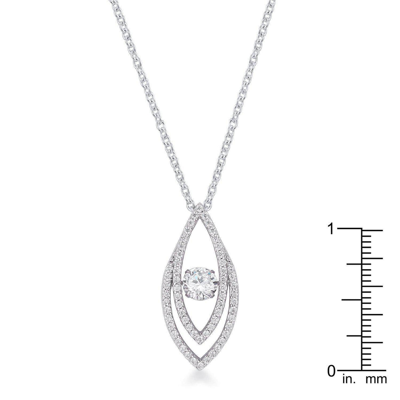 1.75Ct Rhodium Plated Contemporary Elliptical Dancing CZ Pendant Pendants JGI   