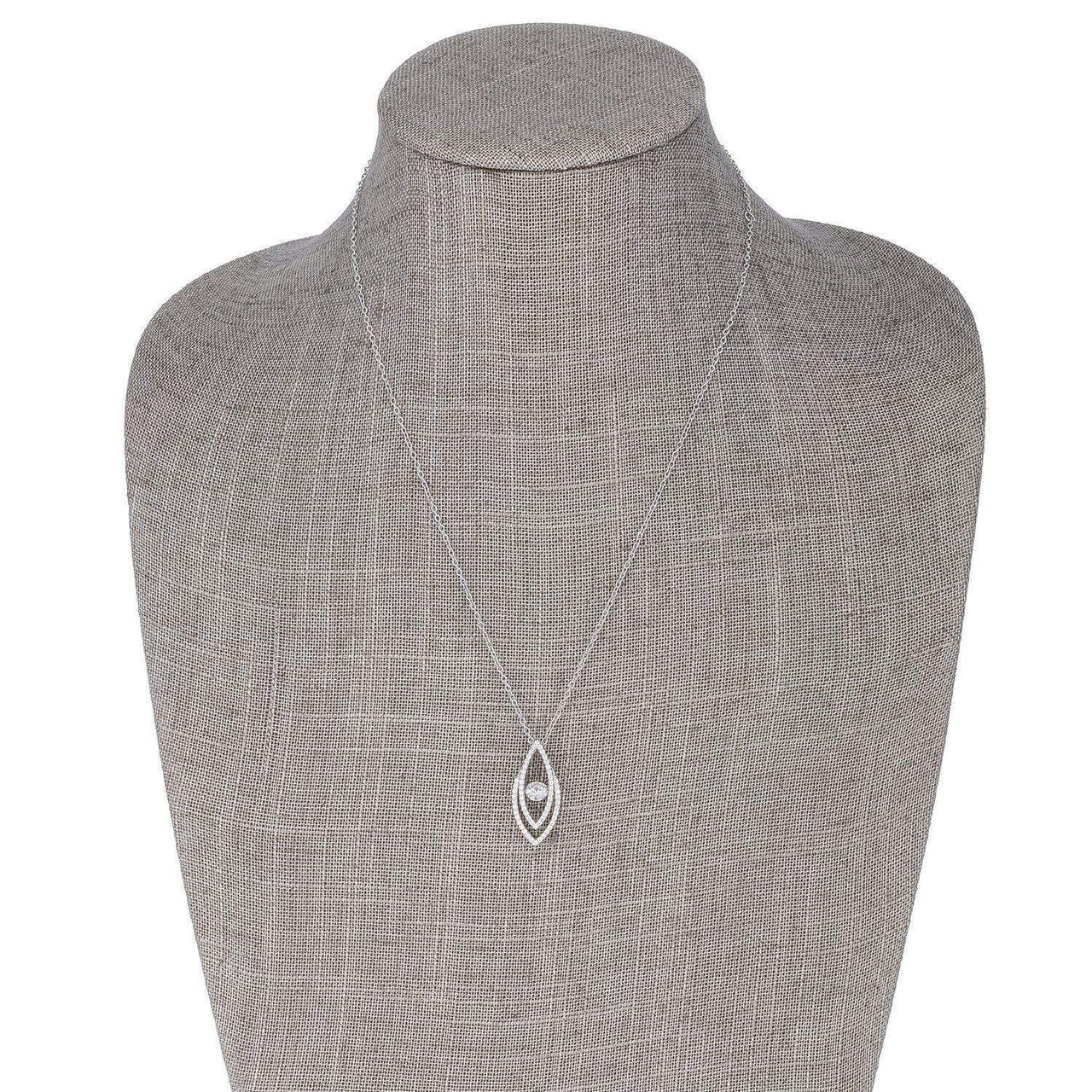 1.75Ct Rhodium Plated Contemporary Elliptical Dancing CZ Pendant Pendants JGI   