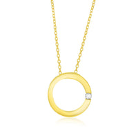 Thumbnail for 14k Yellow Gold Diamond Embellished Open Circle Pendant Pendants Angelucci Jewelry   