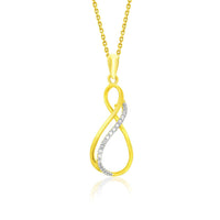 Thumbnail for 14k Yellow Gold Diamond Embellished Thin Infinity Pendant Pendants Angelucci Jewelry   