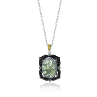 Thumbnail for 18k Yellow Gold & Sterling Silver Oval Amethyst,  Tsavorite,  & Diamond Pendant Pendants Angelucci Jewelry   
