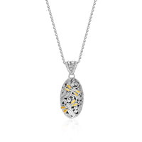 Thumbnail for 18k Yellow Gold & Sterling Silver Oval Diamond and Dragonfly Pendant Pendants Angelucci Jewelry   