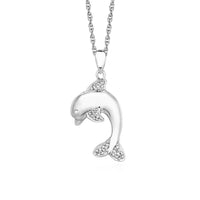 Thumbnail for Dolphin Pendant with Diamonds in Sterling Silver Pendants Angelucci Jewelry   