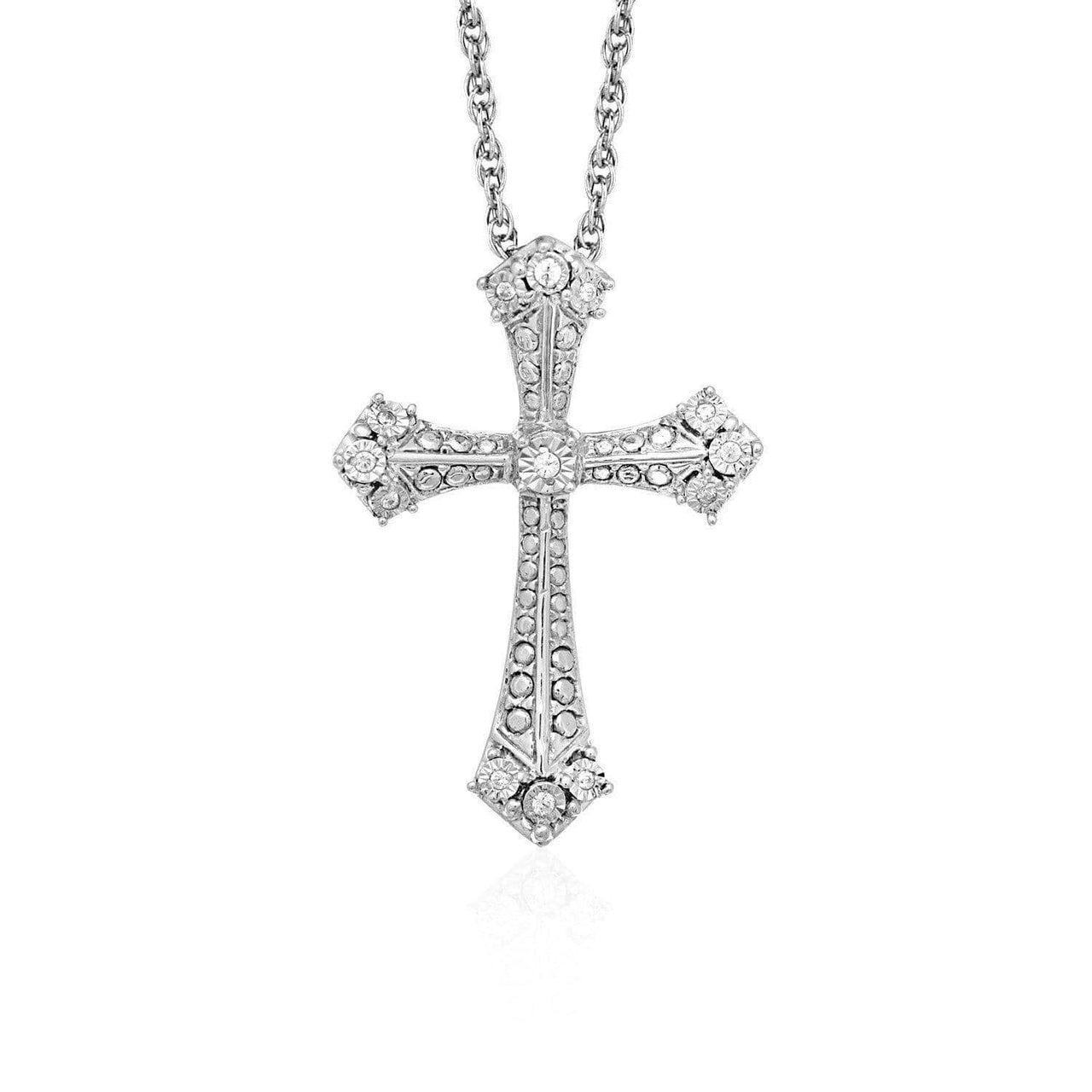 Gothic Cross Pendant with Diamonds in Sterling Silver Pendants Angelucci Jewelry   