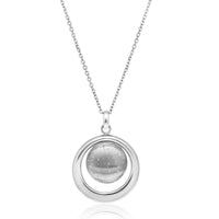Thumbnail for Sterling Silver Open and Diamond Dust Circle Modern Pendant Pendants Angelucci Jewelry   