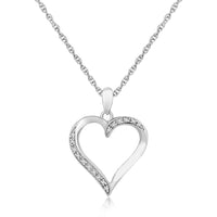 Thumbnail for Sterling Silver Twisted Open Heart Diamond Accented Pendant (.04 cttw) Pendants Angelucci Jewelry   