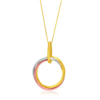 Thumbnail for 14k Tri-Color Gold Open Interlaced Ring Pendant Pendants Angelucci Jewelry   