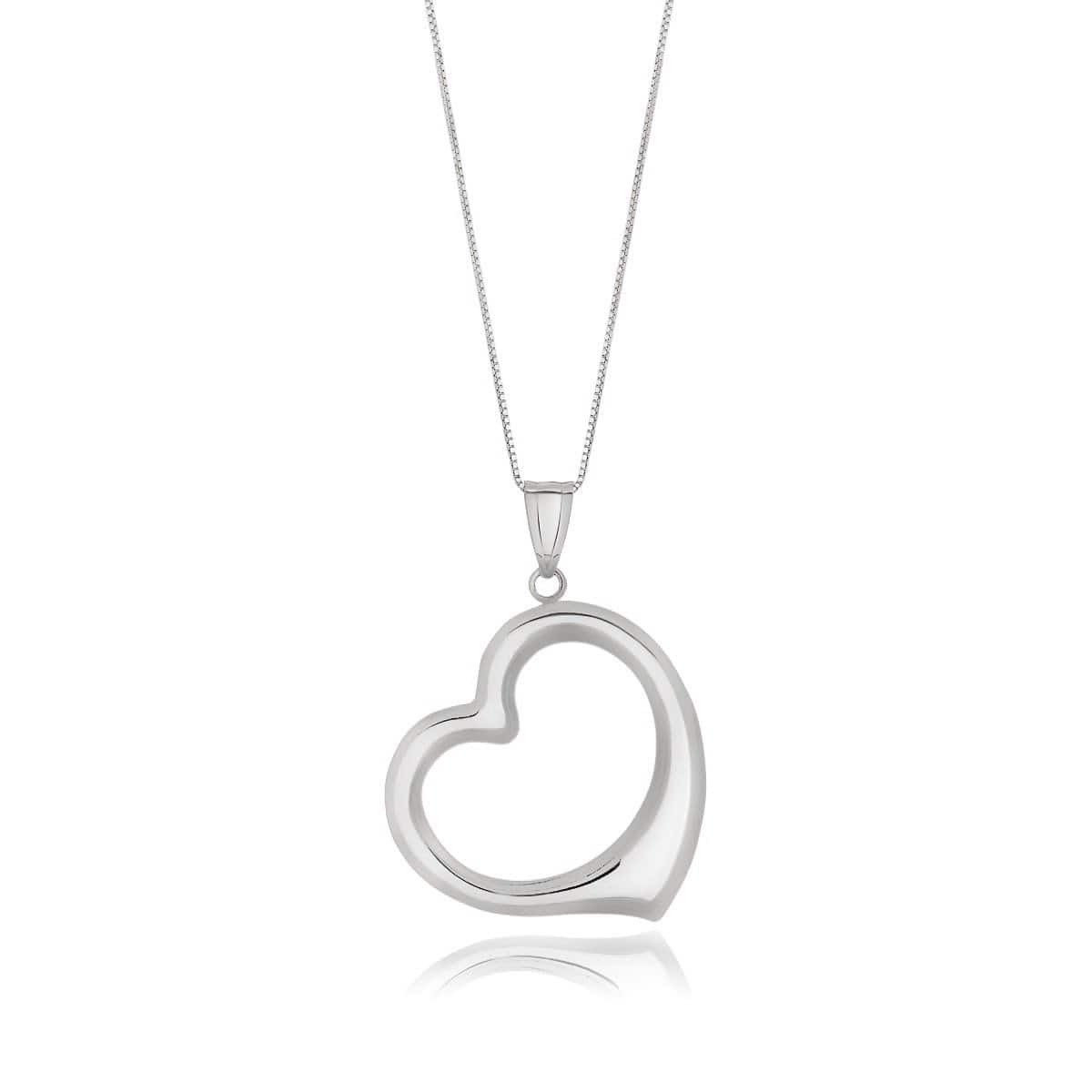 14k White Gold Floating Heart Drop Pendant Pendants Angelucci Jewelry   