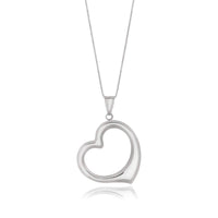 Thumbnail for 14k White Gold Floating Heart Drop Pendant Pendants Angelucci Jewelry   