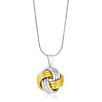 Thumbnail for 14k Yellow Gold & Sterling Silver Pendant in a Ridge Texture Love Knot Style Pendants Angelucci Jewelry   