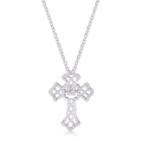 Thumbnail for .33Ct Rhodium Plated Dancing CZ Vintage Cross Pendant Pendants JGI   