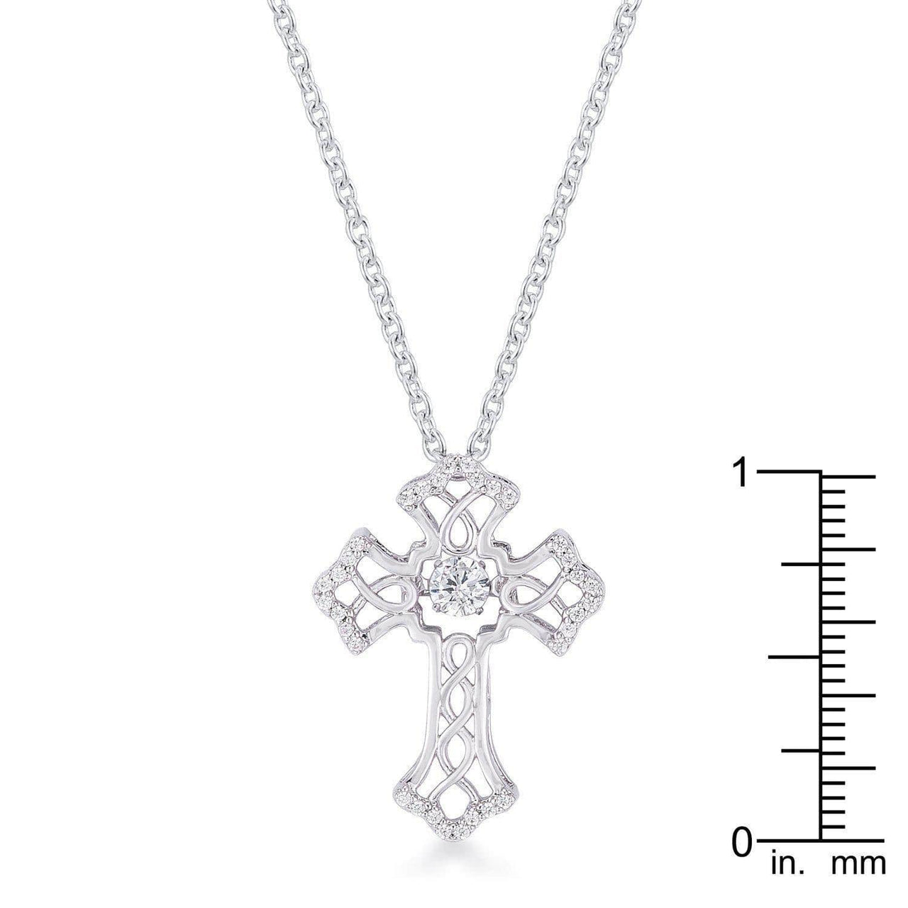 .33Ct Rhodium Plated Dancing CZ Vintage Cross Pendant Pendants JGI   