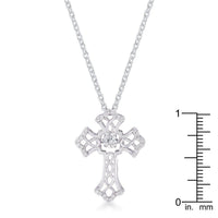 Thumbnail for .33Ct Rhodium Plated Dancing CZ Vintage Cross Pendant Pendants JGI   