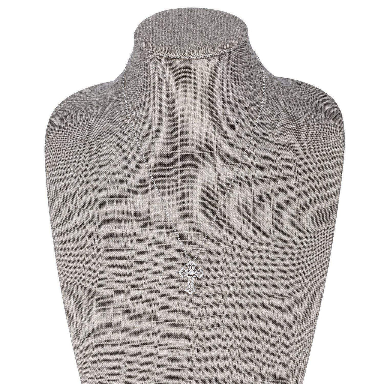 .33Ct Rhodium Plated Dancing CZ Vintage Cross Pendant Pendants JGI   