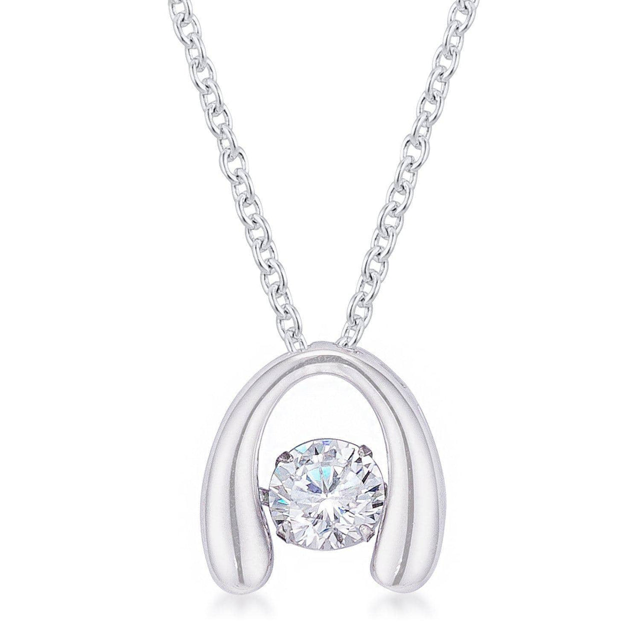 .85Ct Rhodium Plated Contemporary Horseshoe Dancing CZ Pendant Pendants JGI   