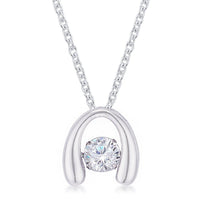 Thumbnail for .85Ct Rhodium Plated Contemporary Horseshoe Dancing CZ Pendant Pendants JGI   