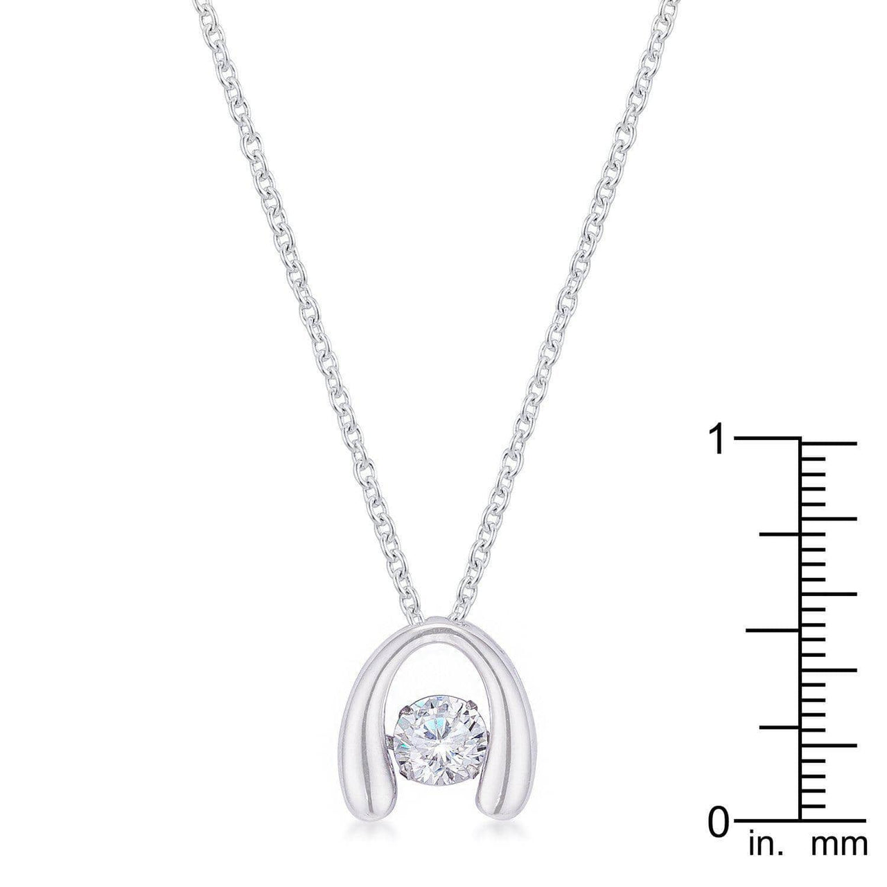 .85Ct Rhodium Plated Contemporary Horseshoe Dancing CZ Pendant Pendants JGI   