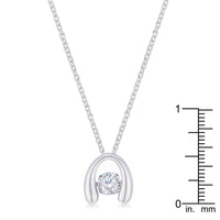 Thumbnail for .85Ct Rhodium Plated Contemporary Horseshoe Dancing CZ Pendant Pendants JGI   