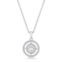 Thumbnail for .9Ct Timeless Rhodium Plated Double Pave Circle Dancing CZ Pendant Pendants JGI   