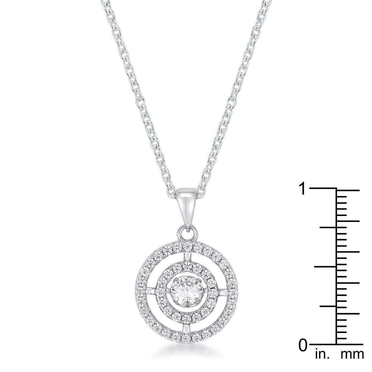 .9Ct Timeless Rhodium Plated Double Pave Circle Dancing CZ Pendant Pendants JGI   