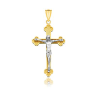 Thumbnail for 14k Two-Tone Gold Budded Crucifix with Figure Pendant Pendants Angelucci Jewelry   