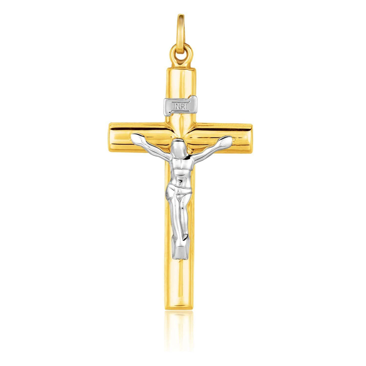 14k Two Tone Gold Cross Pendant Pendants Angelucci Jewelry   