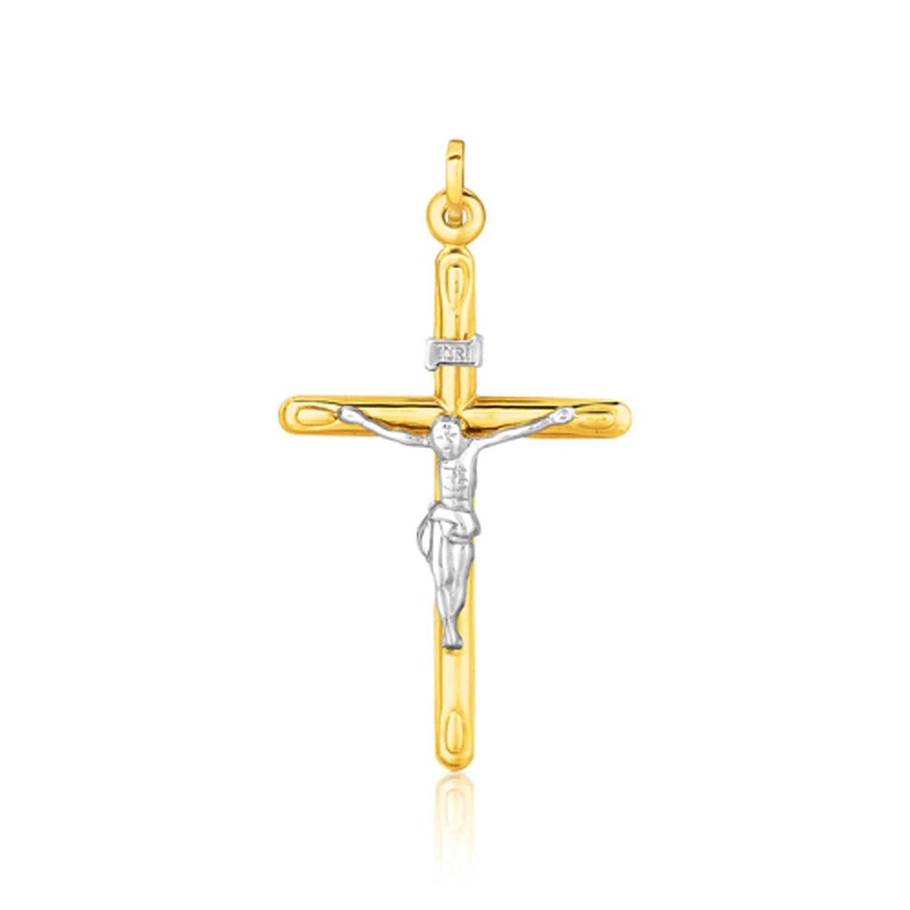14k Two Tone Gold Cross Pendant Pendants Angelucci Jewelry   