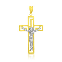 Thumbnail for 14k Two-Tone Gold Cross with Figure Pendant Pendants Angelucci Jewelry   