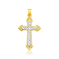 Thumbnail for 14k Two Tone Gold Diamond Cut Cross Pendant Pendants Angelucci Jewelry   