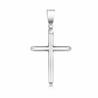 Thumbnail for 14k White Gold Slim Cross with Tapered Ends Pendant Pendants Angelucci Jewelry   