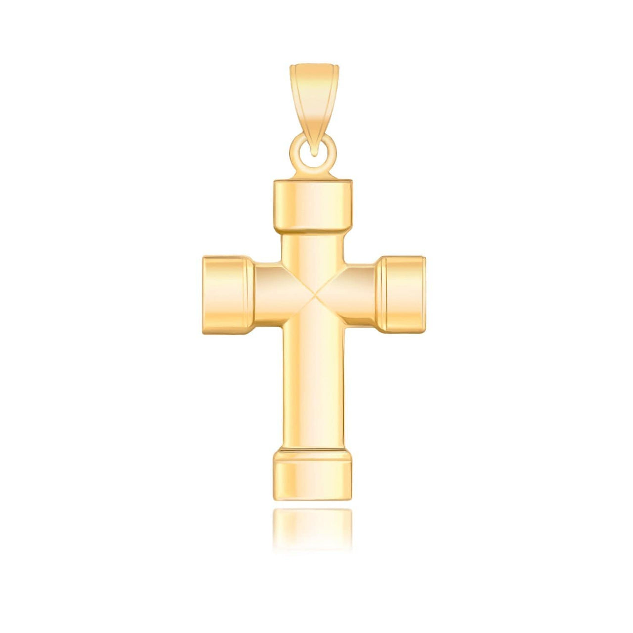 14k Yellow Gold Cross Pendant with Block Like Ends Pendants Angelucci Jewelry   
