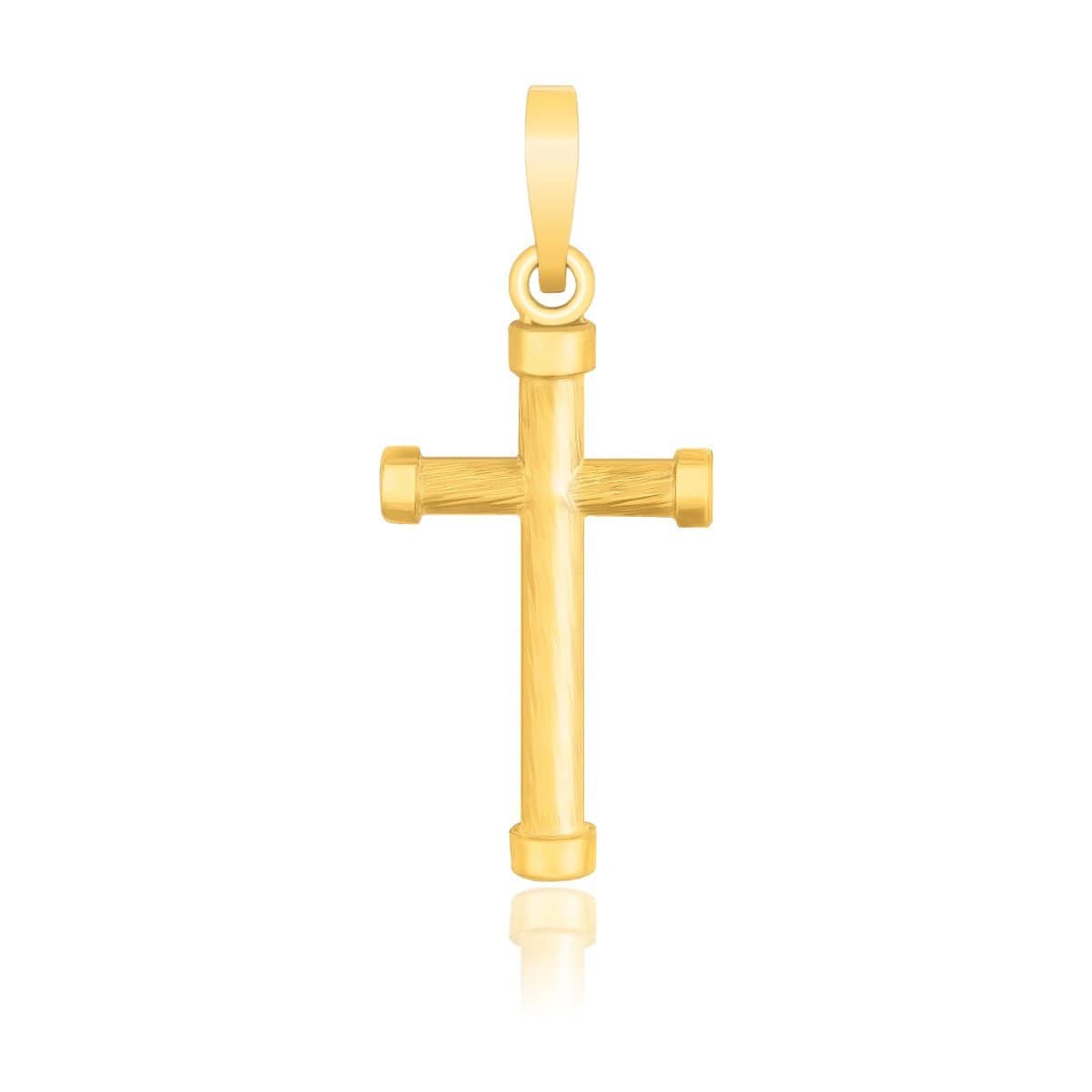 14k Yellow Gold Cross Pendant with Rounded Ends Pendants Angelucci Jewelry   