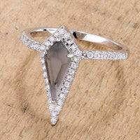 Thumbnail for 1.4Ct Rhodium Trendy Prism Smokey Topaz CZ Ring Rings JGI   