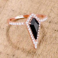 Thumbnail for 1.4Ct Rose Goldtone Trendy Prism Onyx CZ Ring Rings JGI   