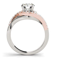 Thumbnail for 14k White And Rose Gold Bypass Diamond Engagement Ring (1 1/4 cttw) Rings Angelucci Jewelry   